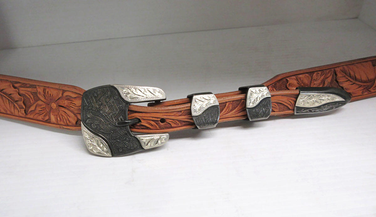 ART 12. 3/4” Four Piece Buckle Set by Buddy Knight | Museum of the Big Bend